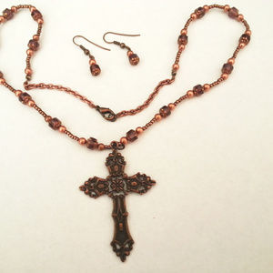 Cross and Earring Set. New.